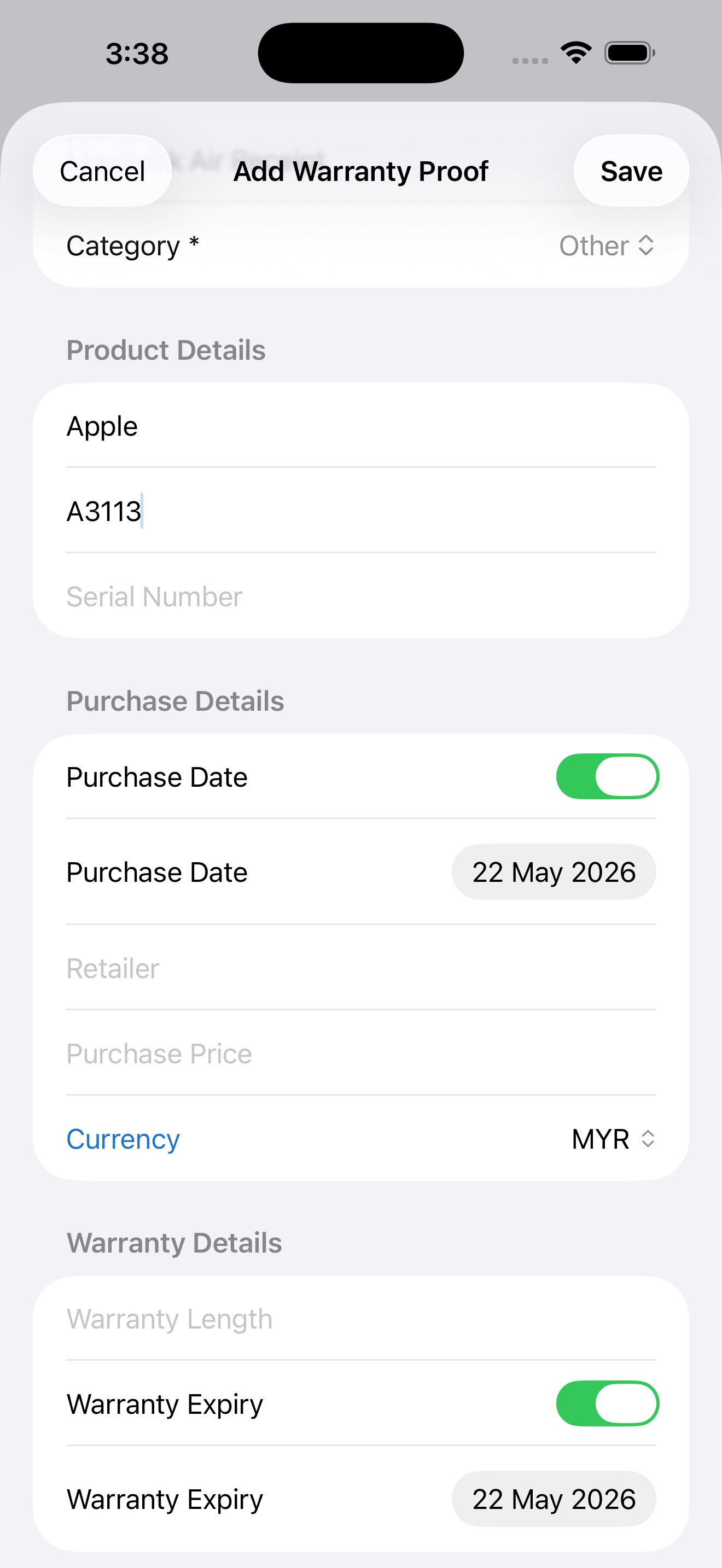 WarrantyProof: Receipts gallery image