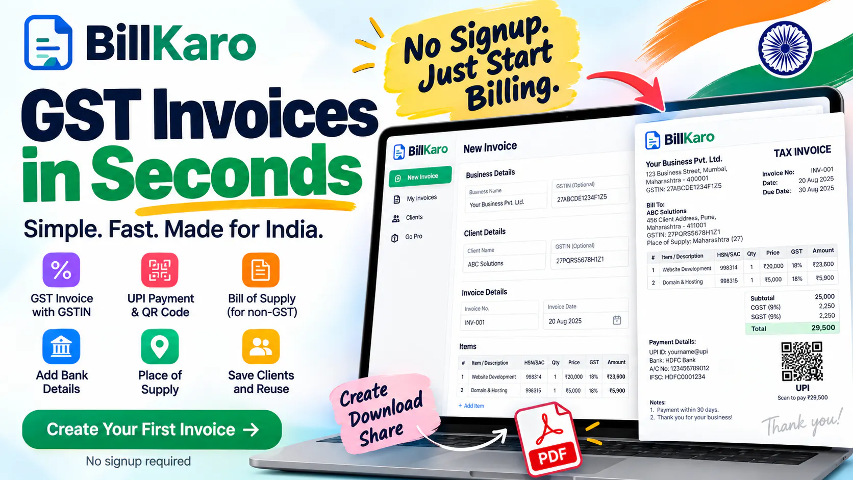 BillKaro - Free GST Invoice Generator