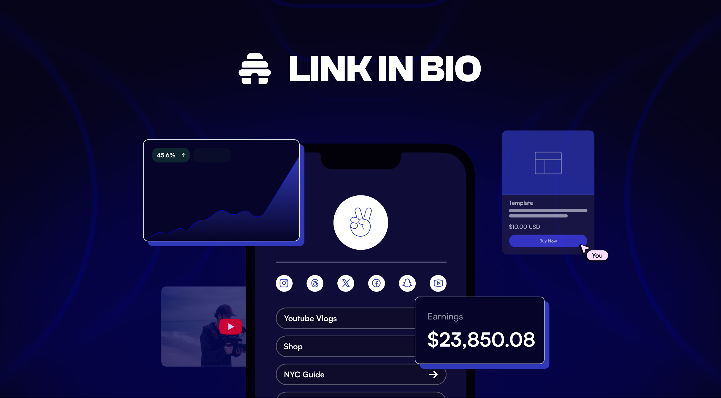 Link in Bio by beehiiv - Main screenshot showing features and interface