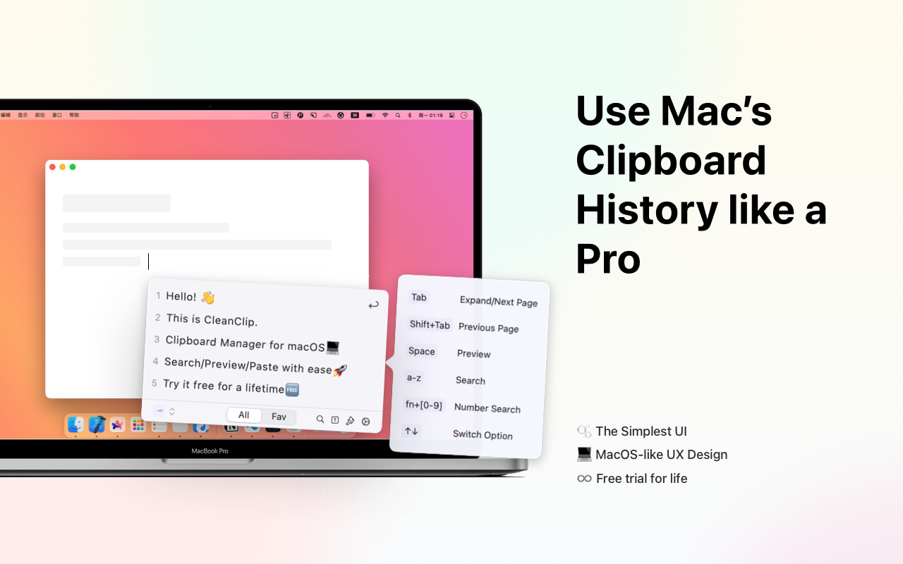 cleanclip - The easiest way to use clipboard history like a pro