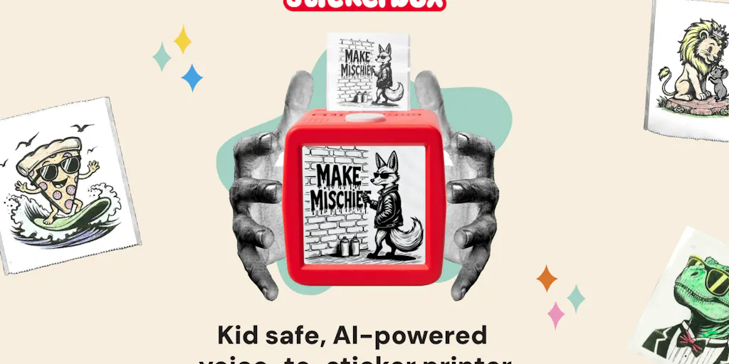 Voice Sticker Box Stickerbox: Kid-safe, AI-powered voice-to-sticker printer | Product Hunt