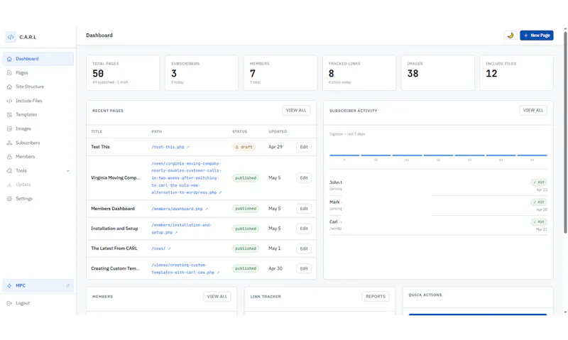 C.A.R.L CMS screenshot 1