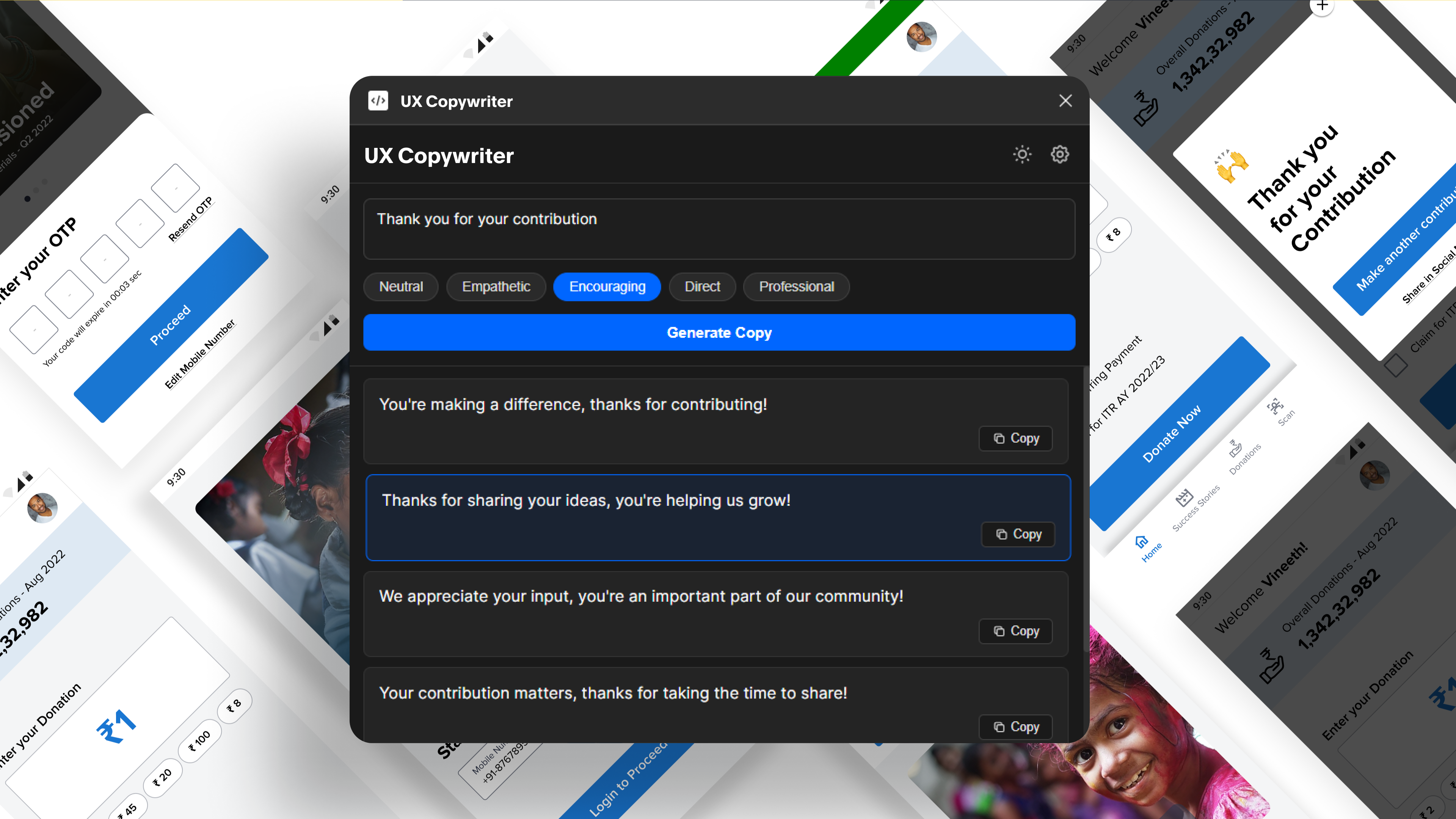 UX Copywriter — Figma plugin for UX copy gallery image