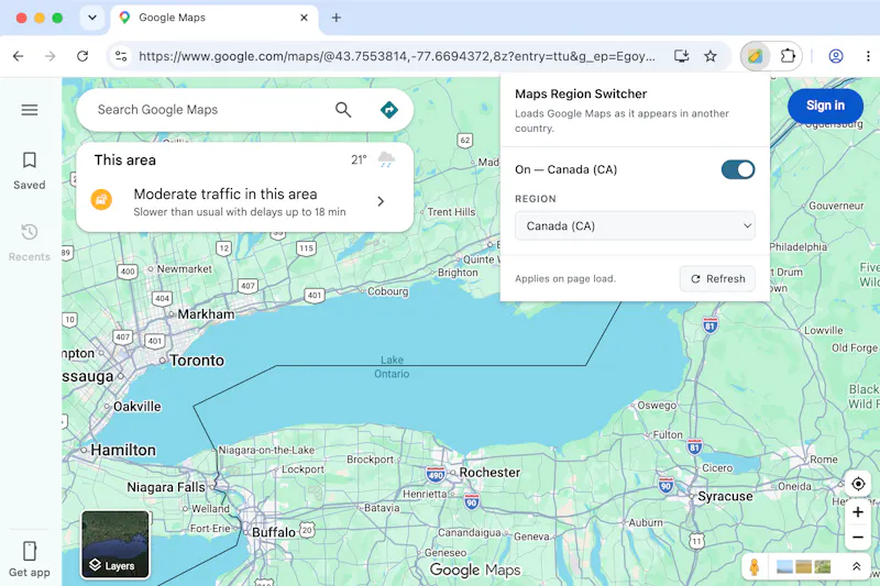 Google Maps Region Switcher screenshot 3
