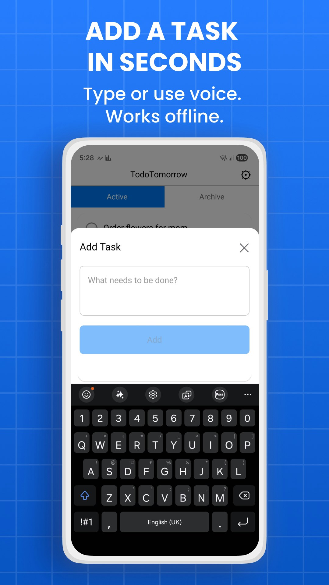 TodoTomorrow - Screenshot 5 showing product features and functionality