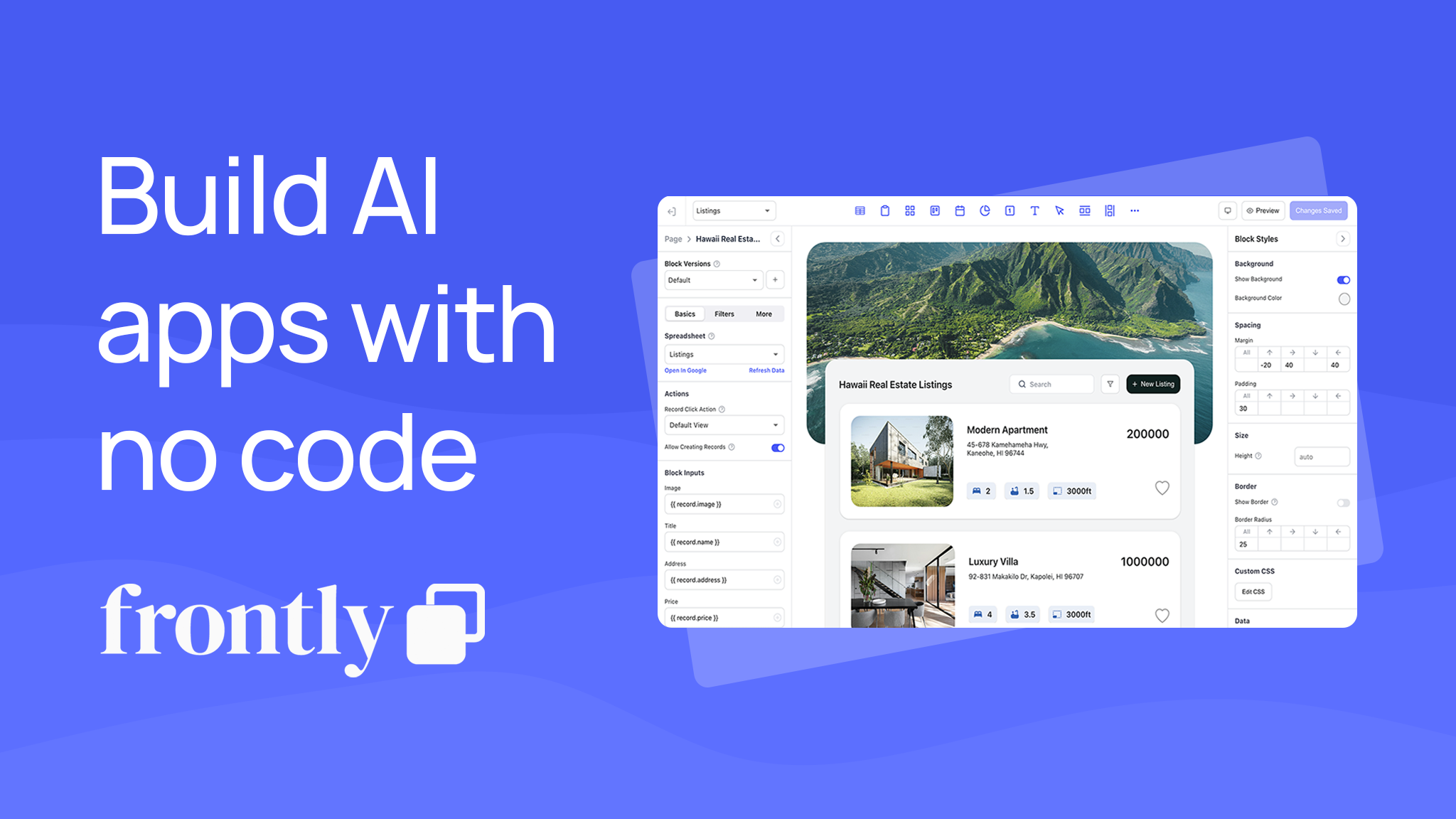 startuptile Frontly-Build AI-powered SaaS apps and internal tools with no code