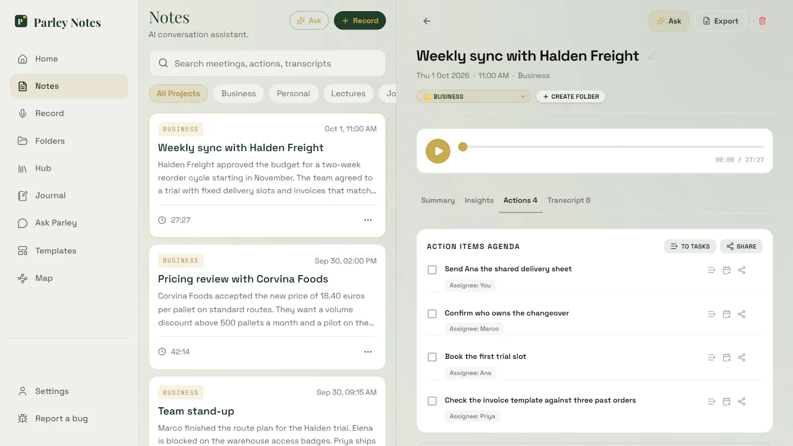 Parley Notes screenshot 2