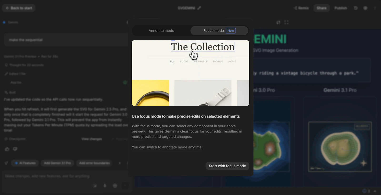 Google AI Studio Focus Mode screenshot 2