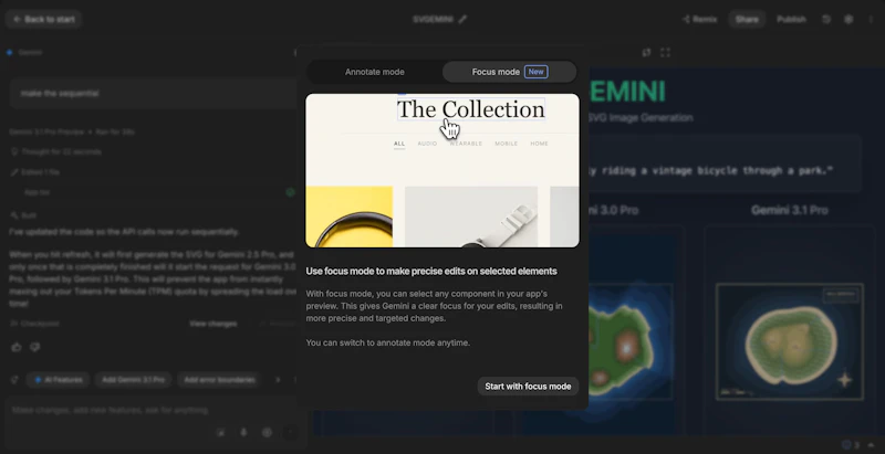 Google AI Studio Focus Mode screenshot 2