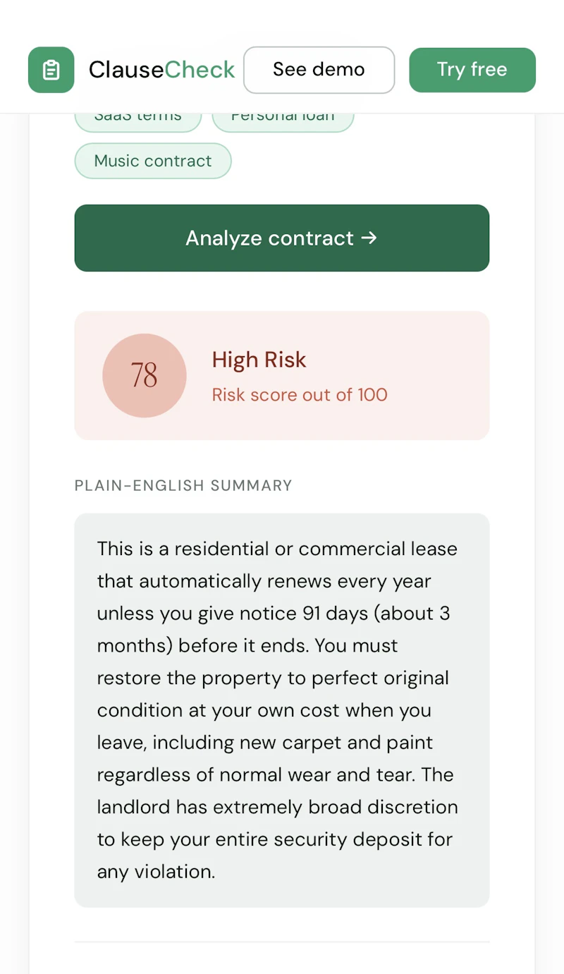 ClauseCheck screenshot 3