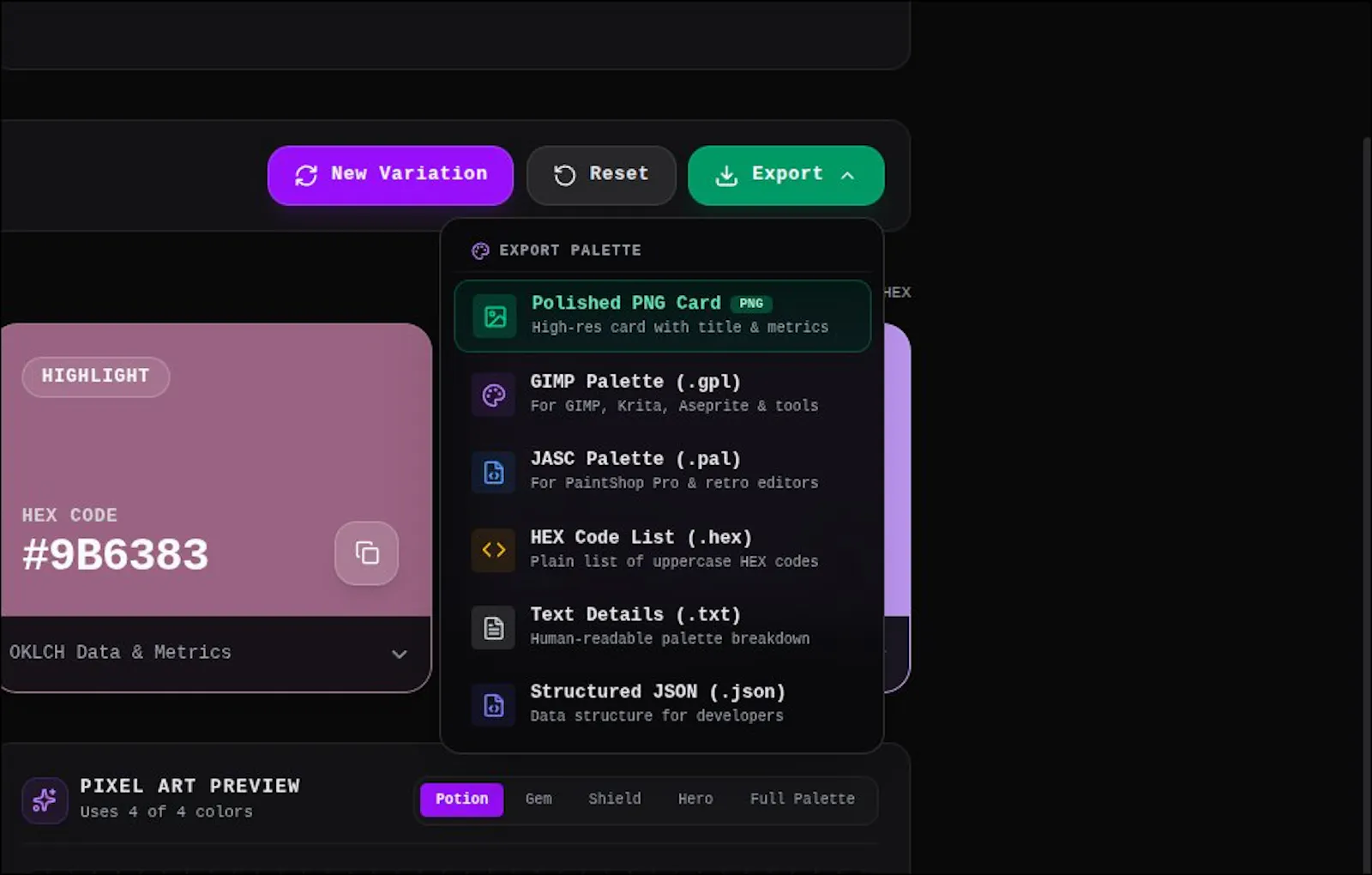 OKLCH Pixel Palette screenshot 3