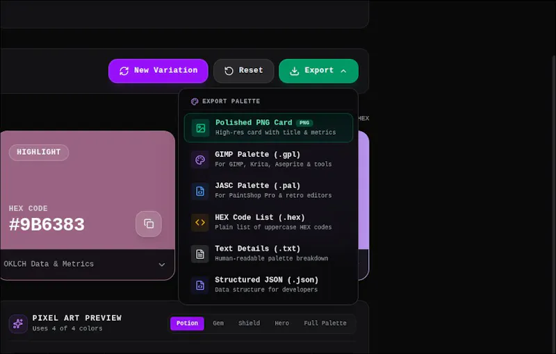 OKLCH Pixel Palette screenshot 3