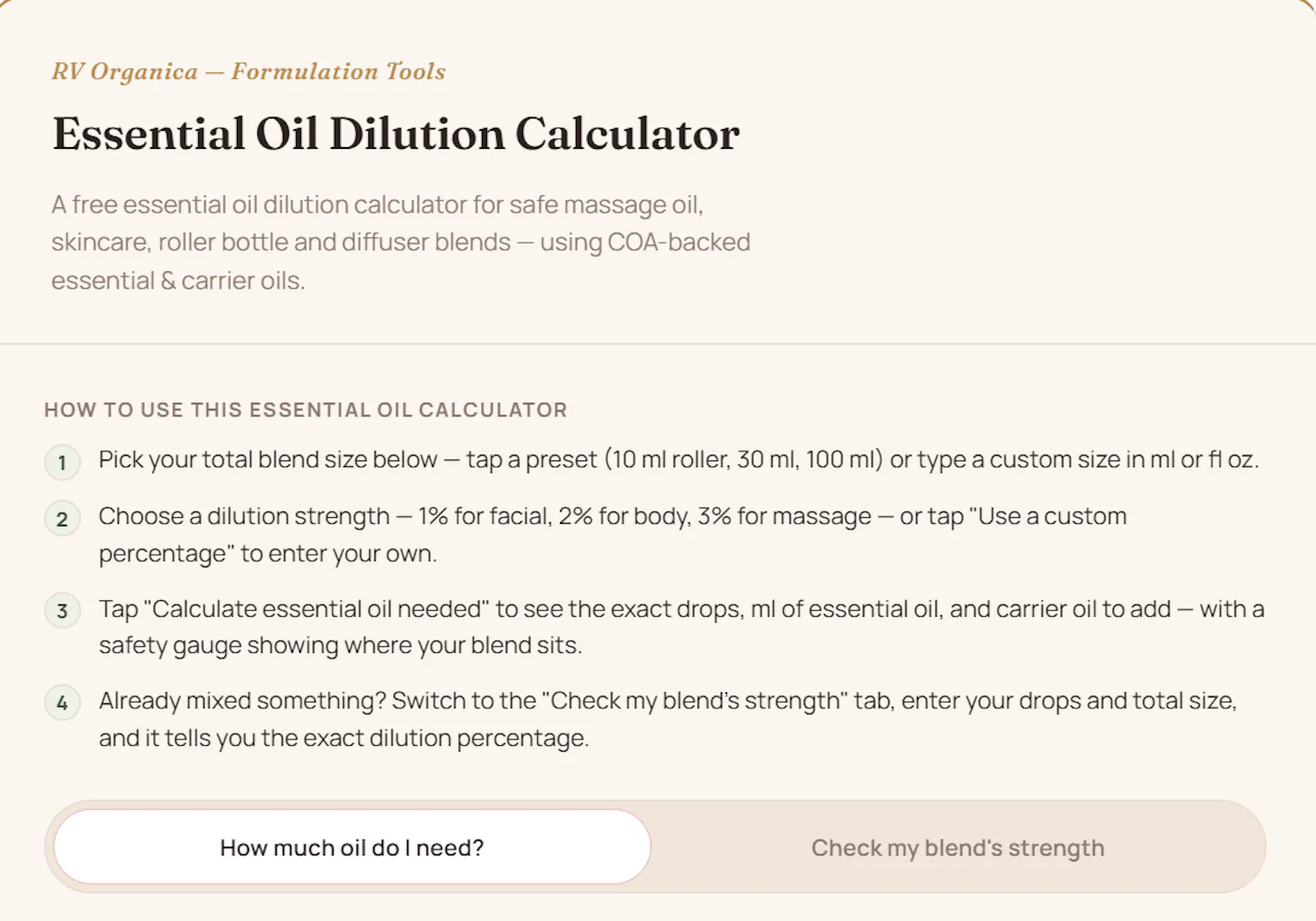 Essential Oil Dilution Calculator screenshot 2