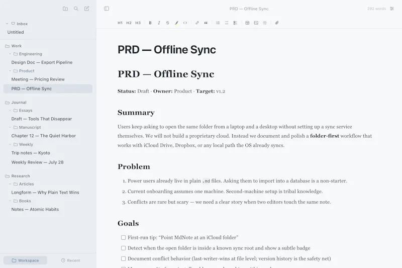 MdNote screenshot 1