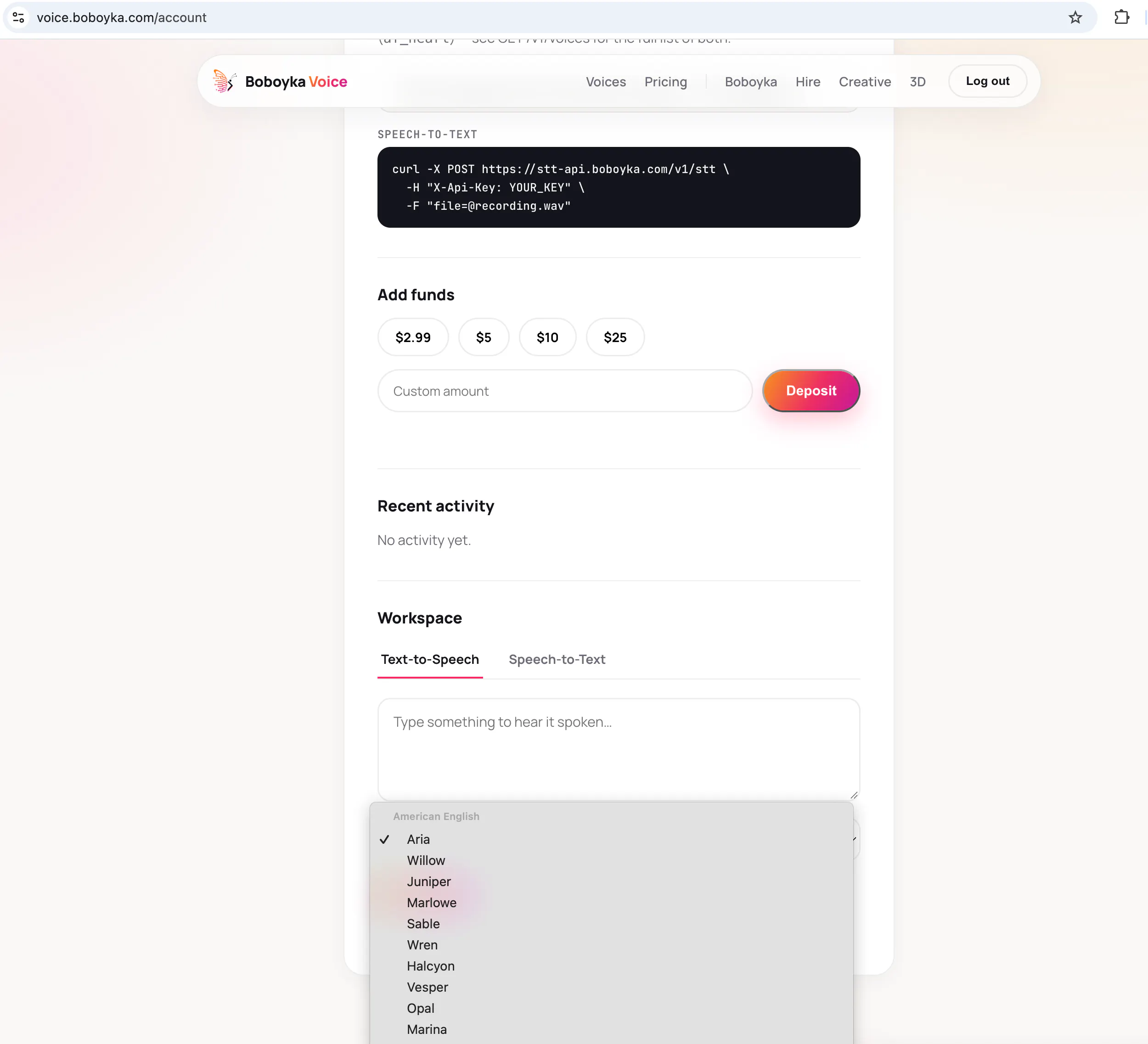 Boboyka Voice, Pay-as-u-go TTS & STT API gallery image