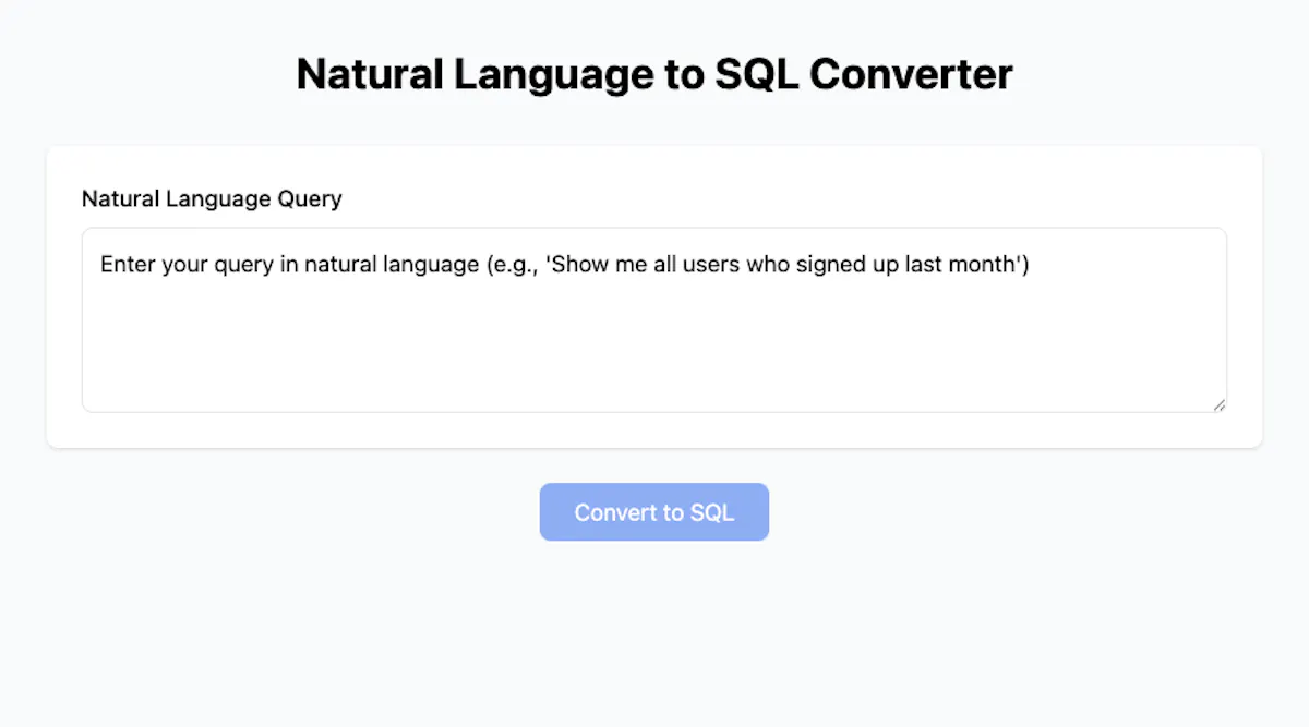 Natural Language to SQL