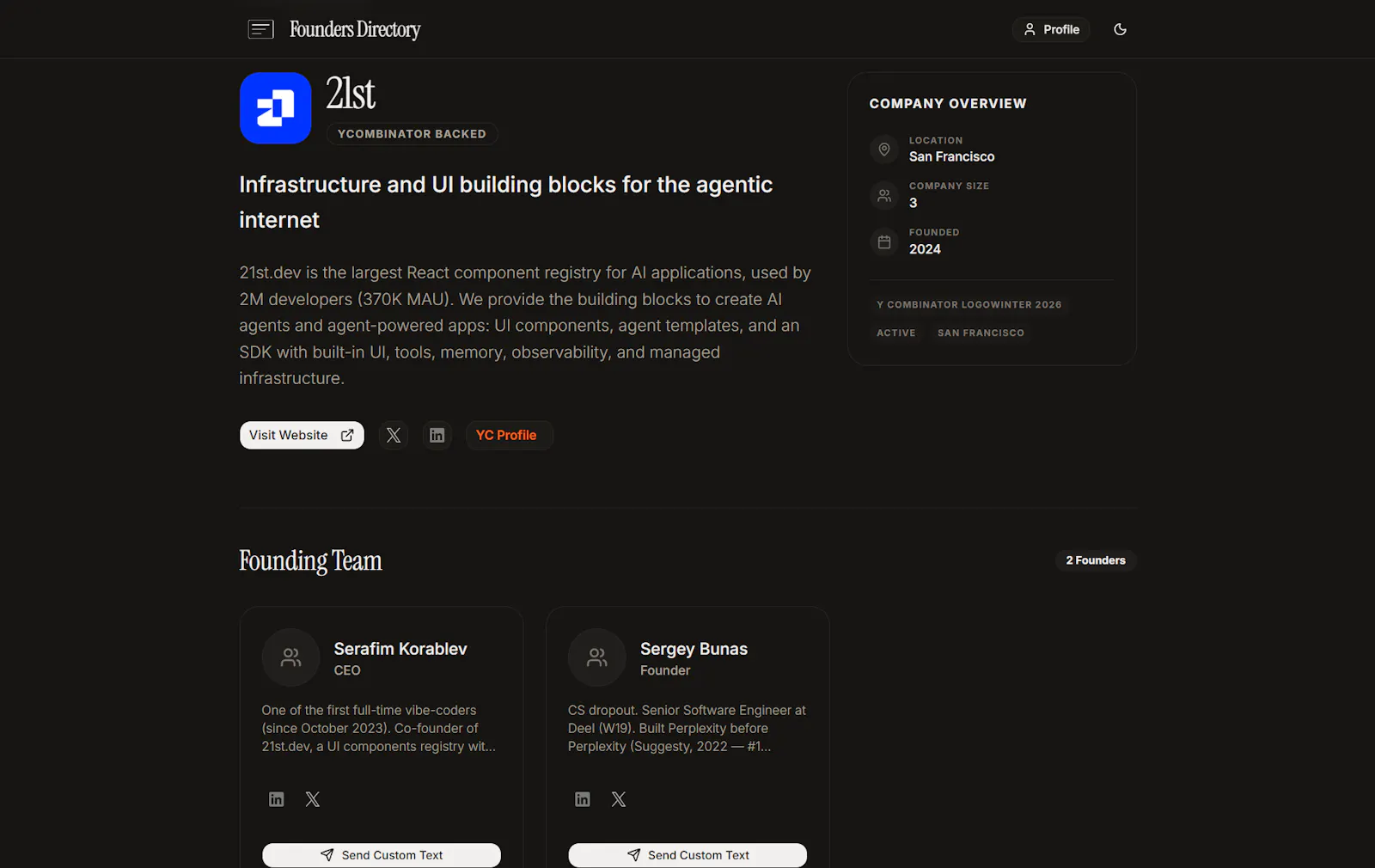 Founders Directory screenshot 2
