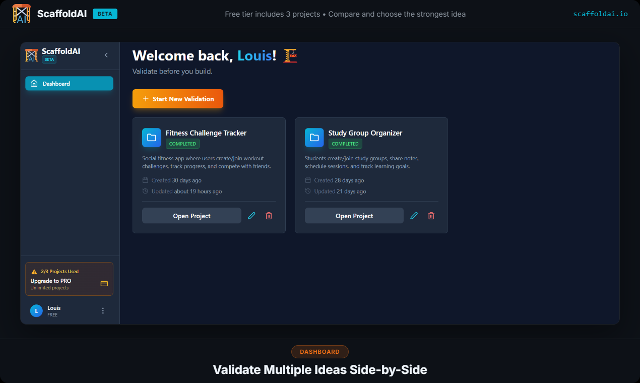 ScaffoldAI - Main product screenshot demonstrating key features and user interface