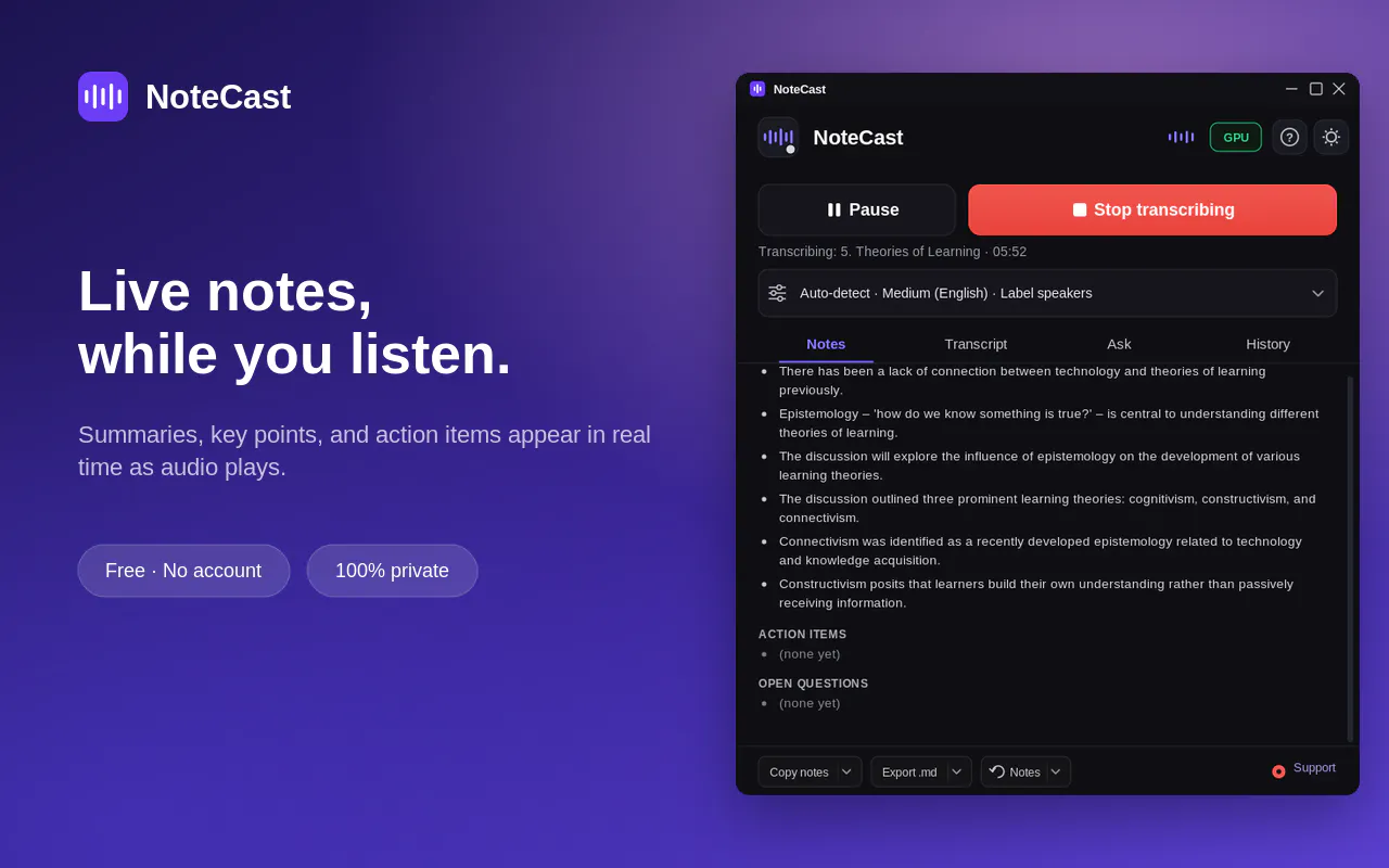 NoteCast screenshot 1