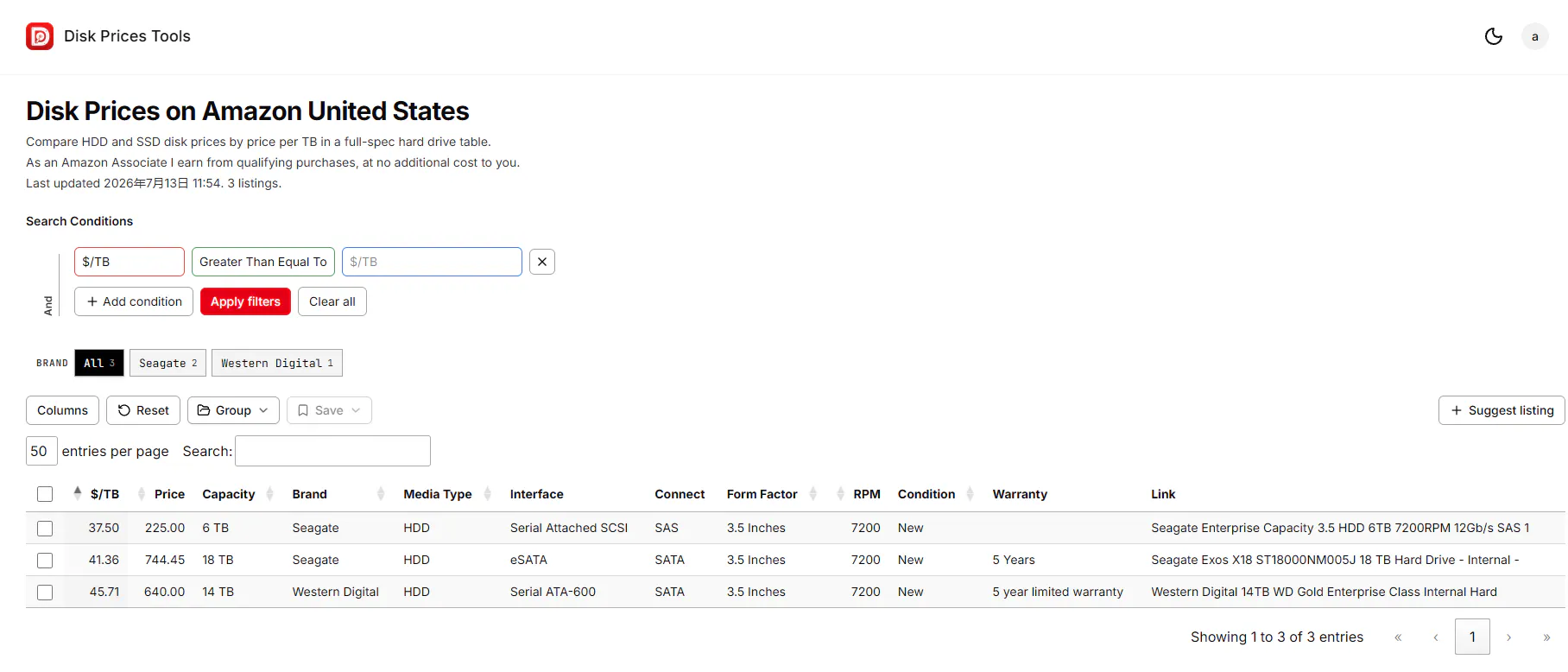 Disk Prices Tools gallery image