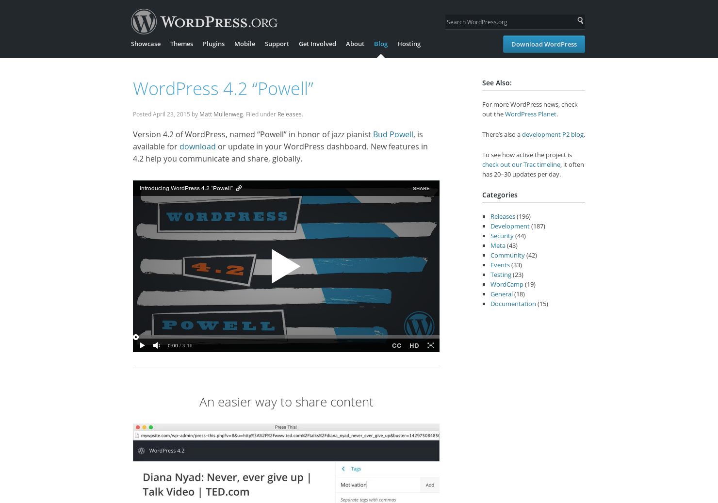 WordPress 4.2 "Powell"