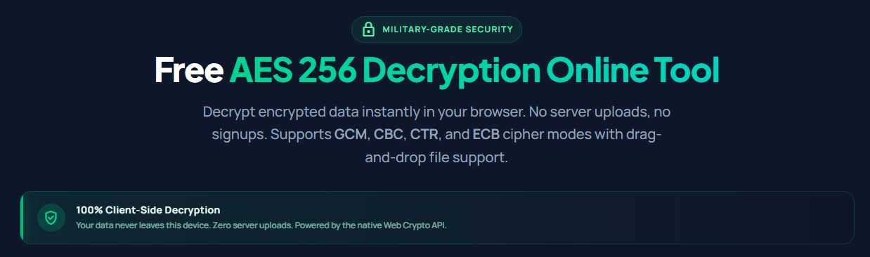 AES 256 Decryption Online Tool gallery image