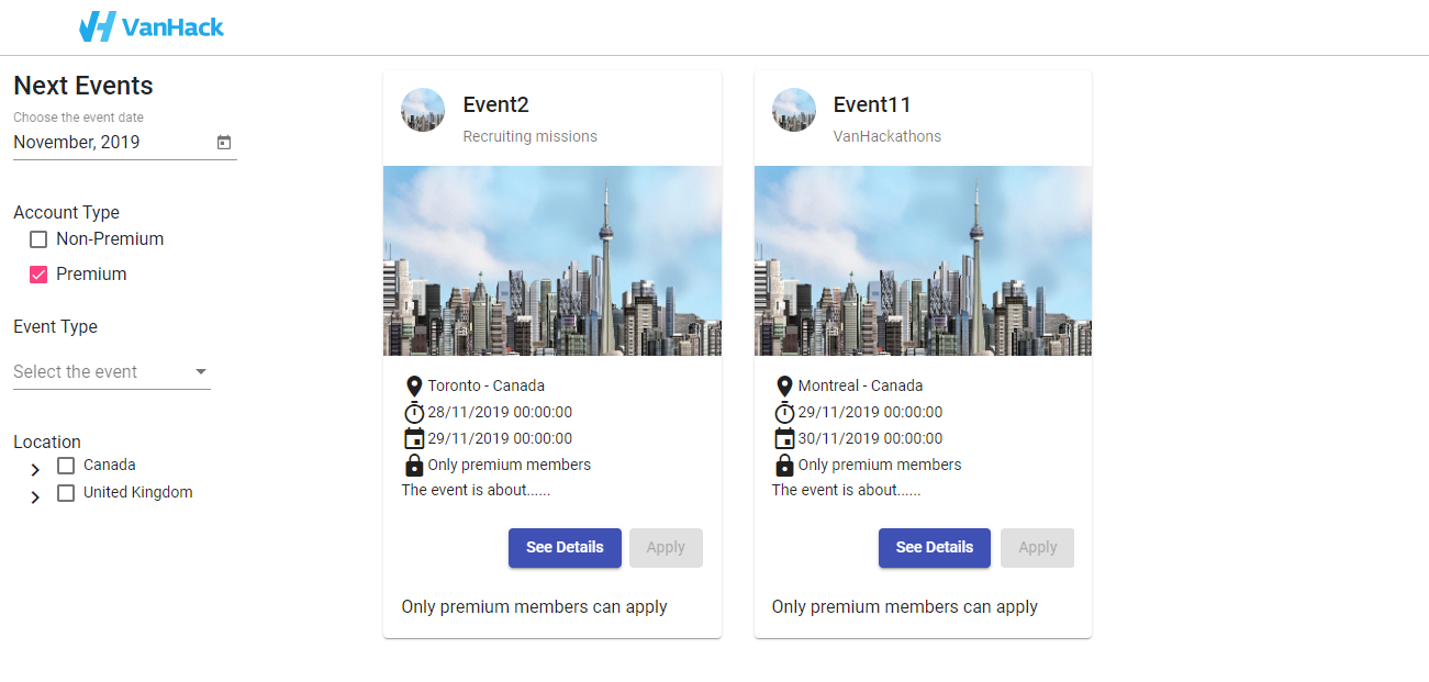 VanHackathon - Calendar Page gallery image