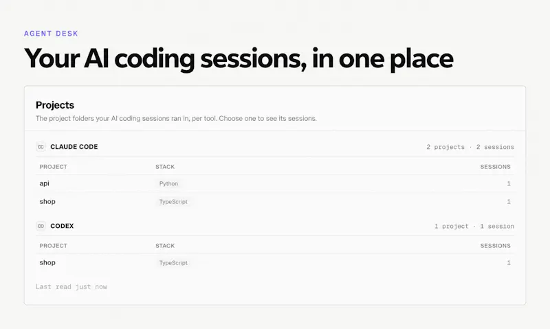 Agent Desk + Session Intelligence screenshot 1