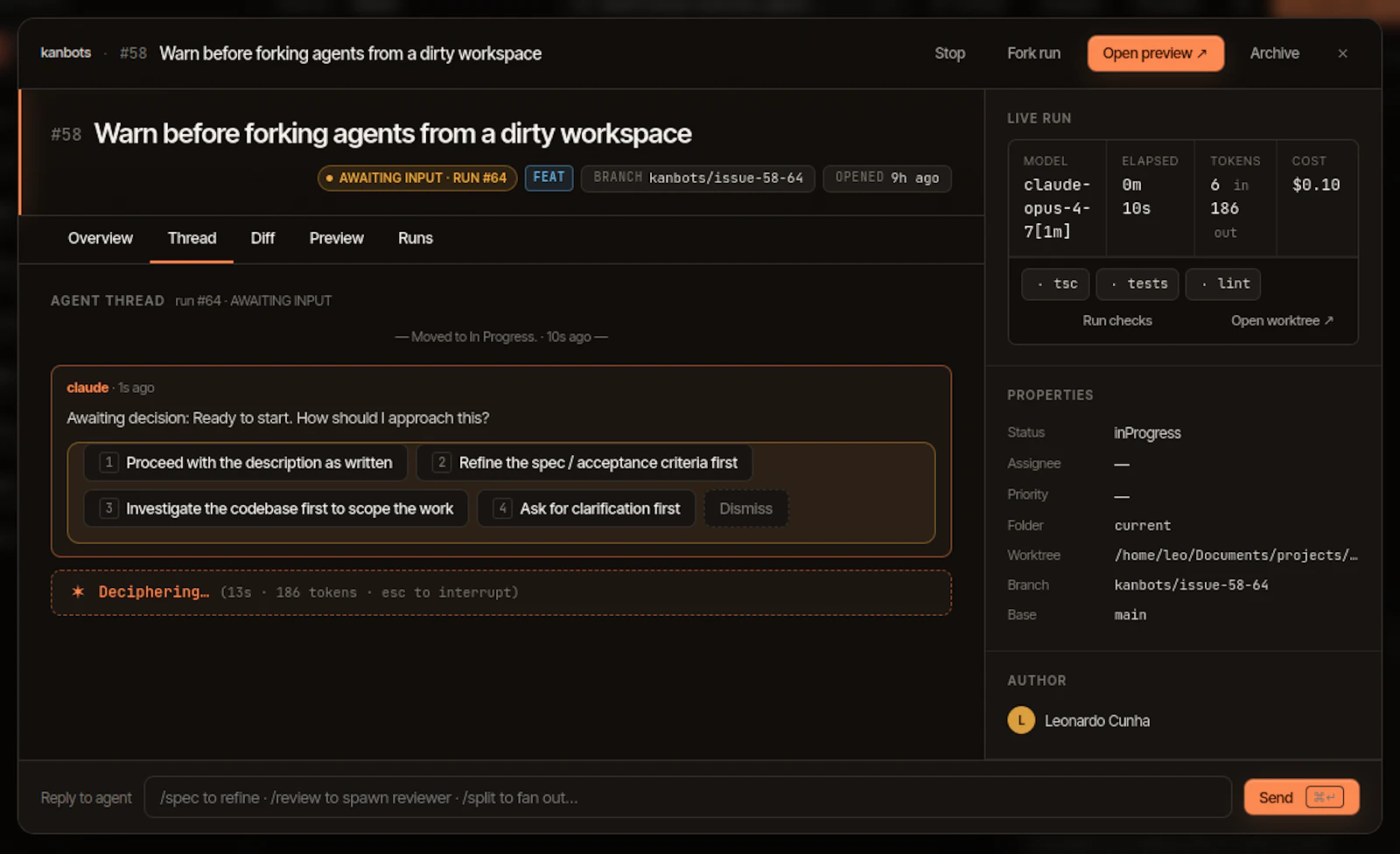 Kanbots screenshot 2