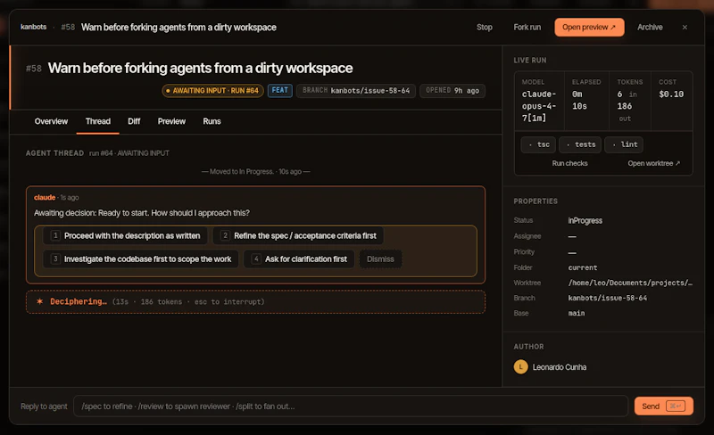 Kanbots screenshot 2
