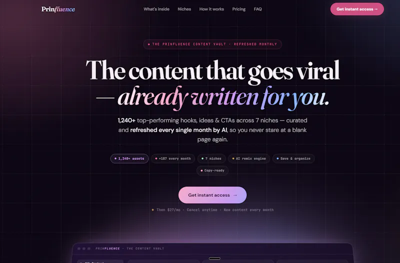 The Content Vault — Prinfluence screenshot 1