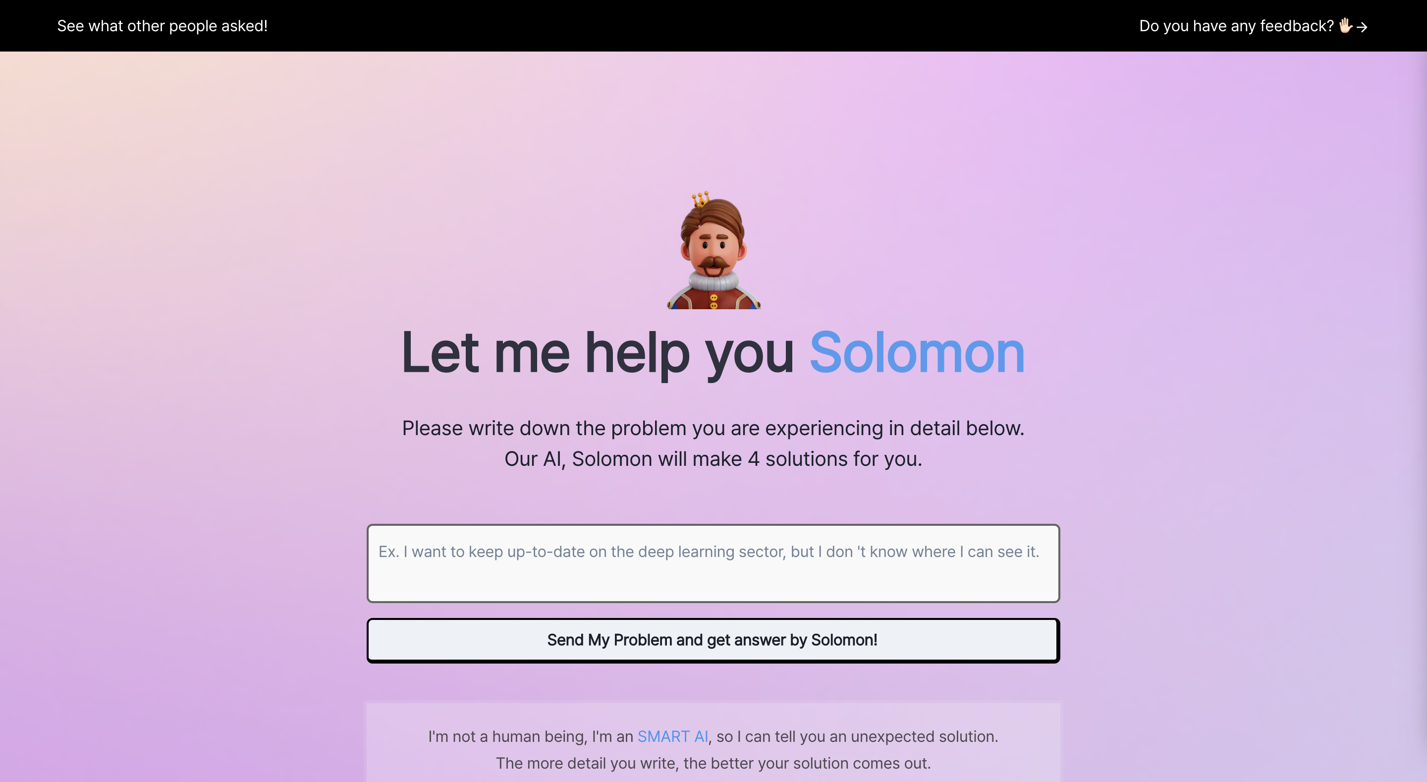 Mídia 2 de Solomongpt - Recomendor de solução para você - A IA fornecerá 4 soluções para resolver seu problema.