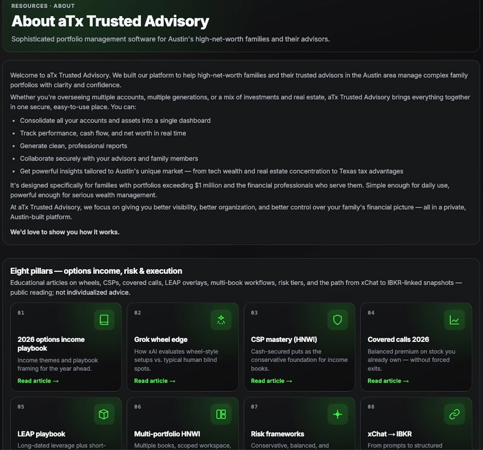 xFinance – xAI Options OS for HNWI screenshot 2