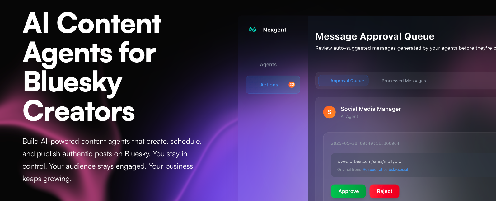 Média Nexgent - Les agents de l'IA développent votre suivi social - vous approuvez chaque message. 1