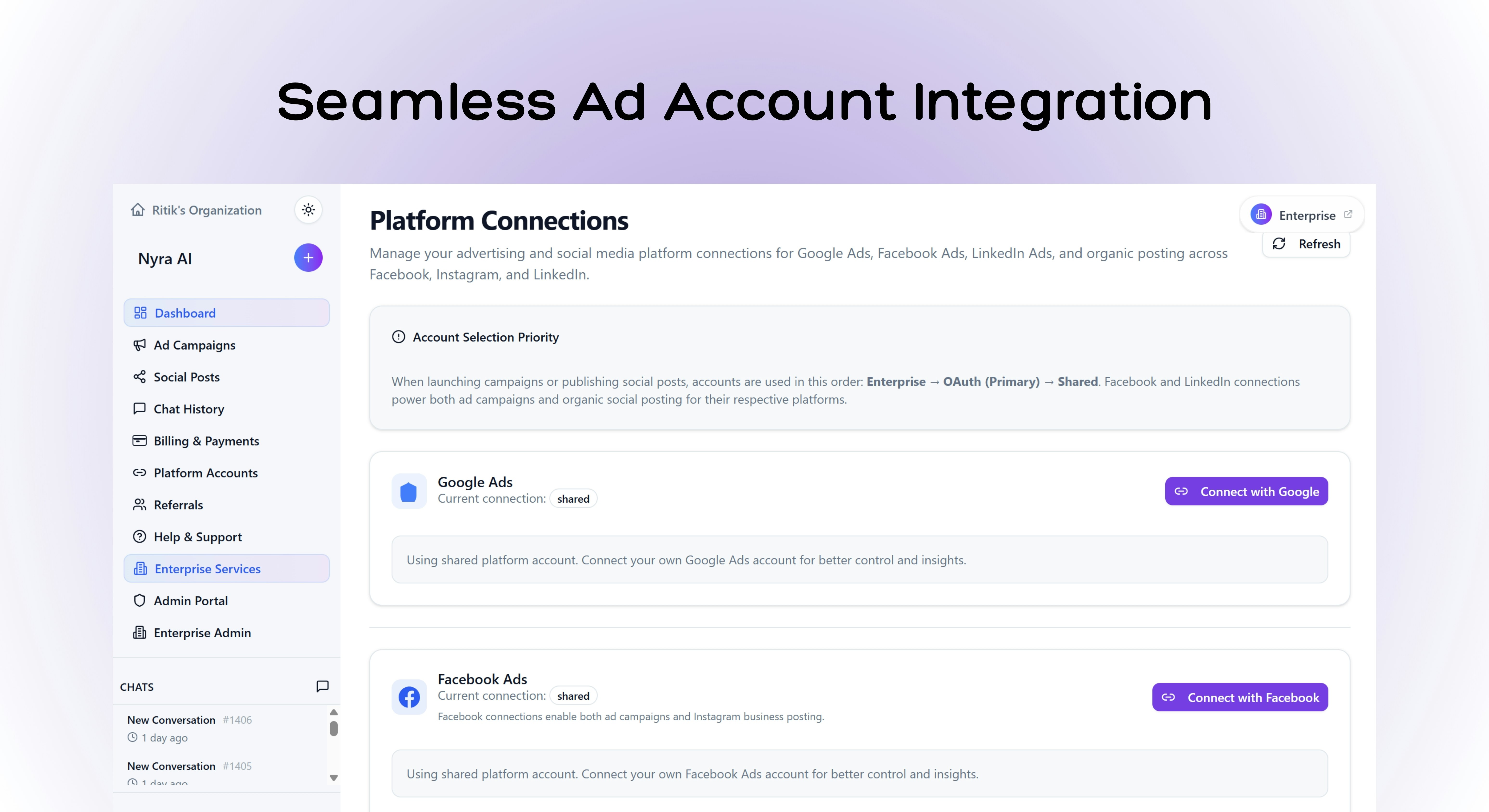 Nyra AI 2.0 Your AI Ads Copilot - Screenshot 2 showing product features and functionality