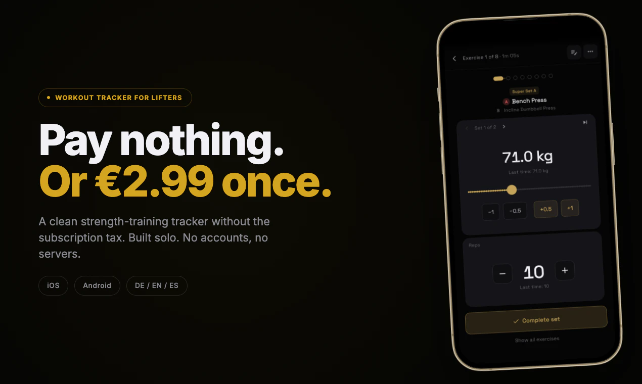 IronRep — Workout Tracker screenshot 1