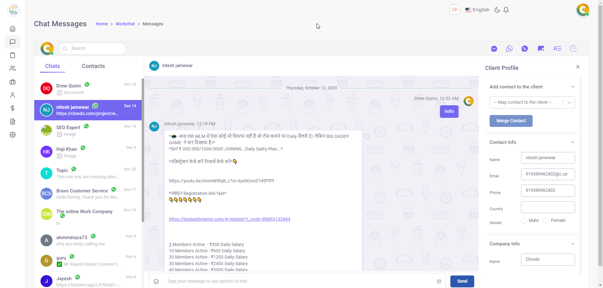 Clododo Whatsapp CRM media 3
