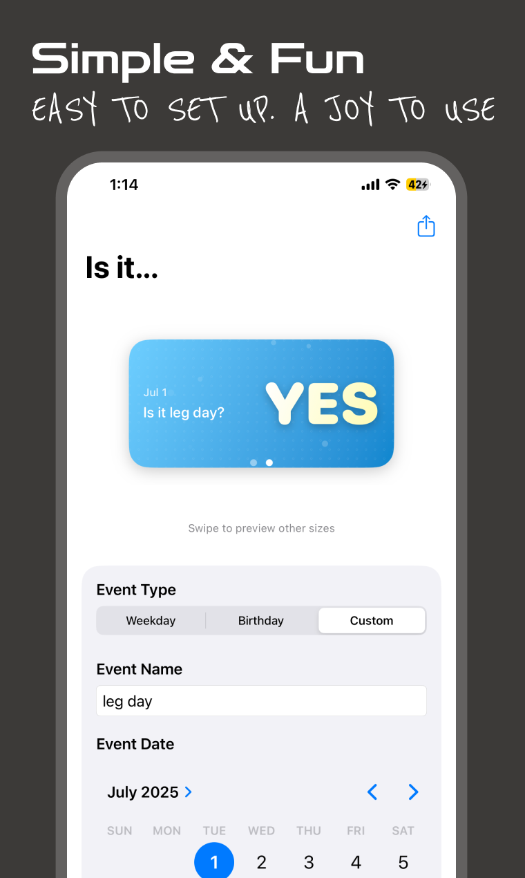 Is het ... widget - De minimalistische widget voor uw meest gewaardeerde dagen. media 3