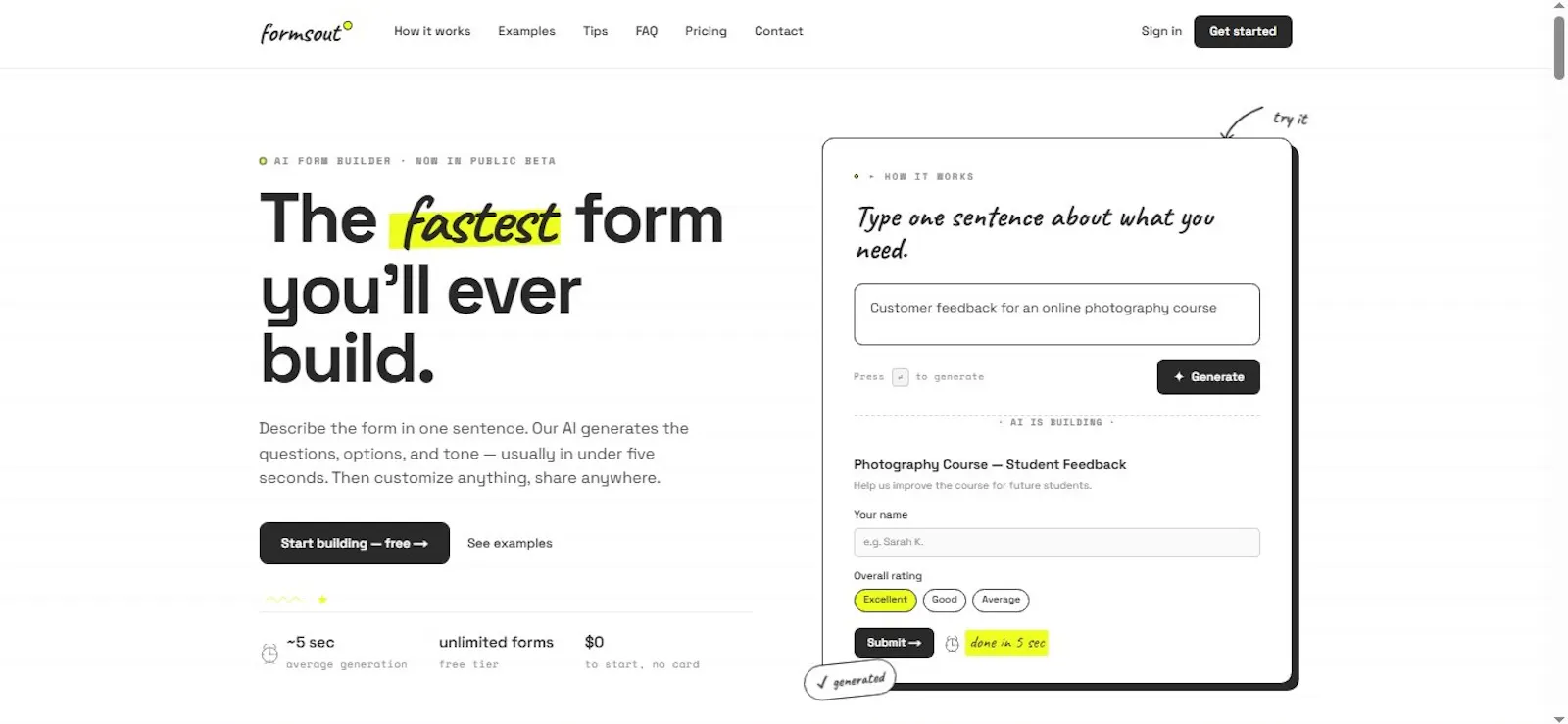 formsout — fastest ai form builder screenshot 1