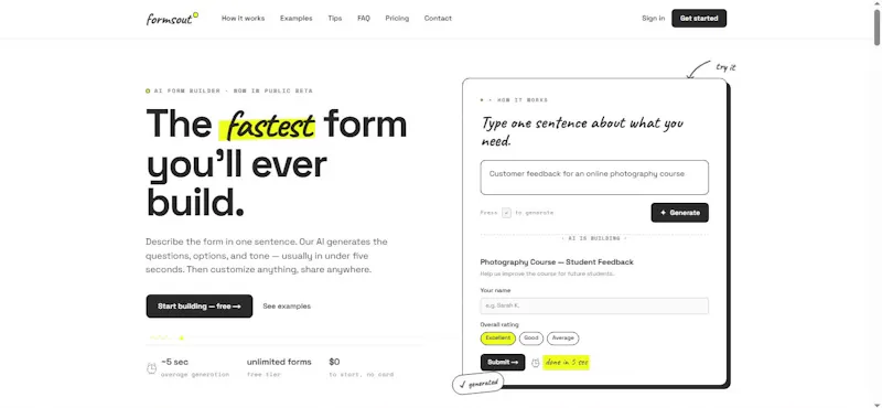 formsout — fastest ai form builder screenshot 1