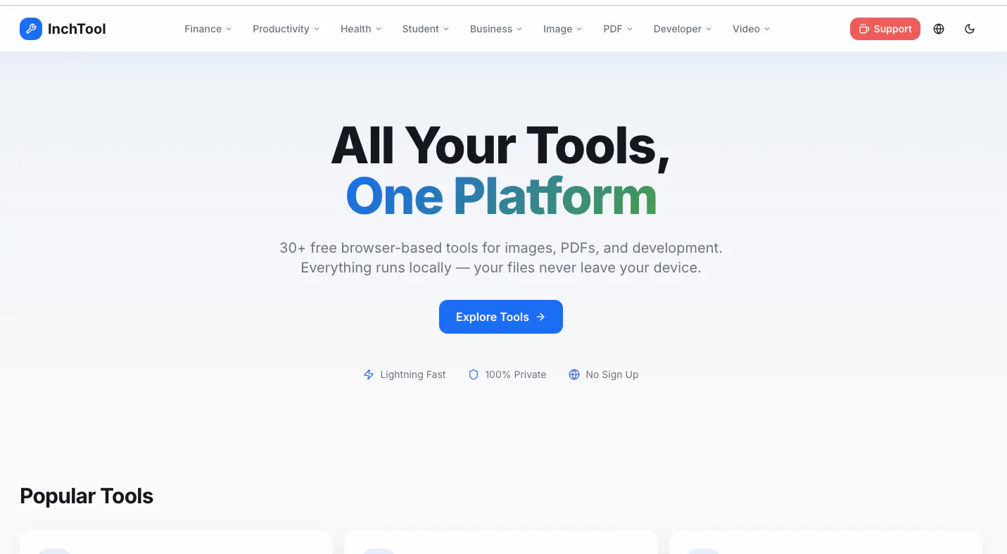InchTools - Privacy first online tools 项目横幅