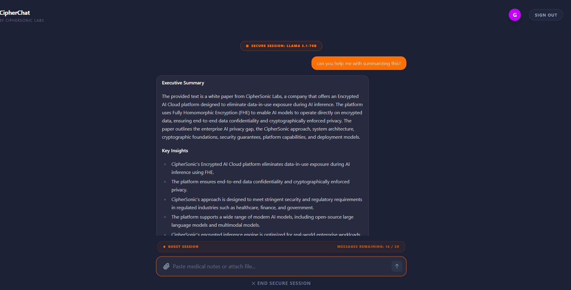 CipherChat by CipherSonic AI - Screenshot 5 showing product features and functionality