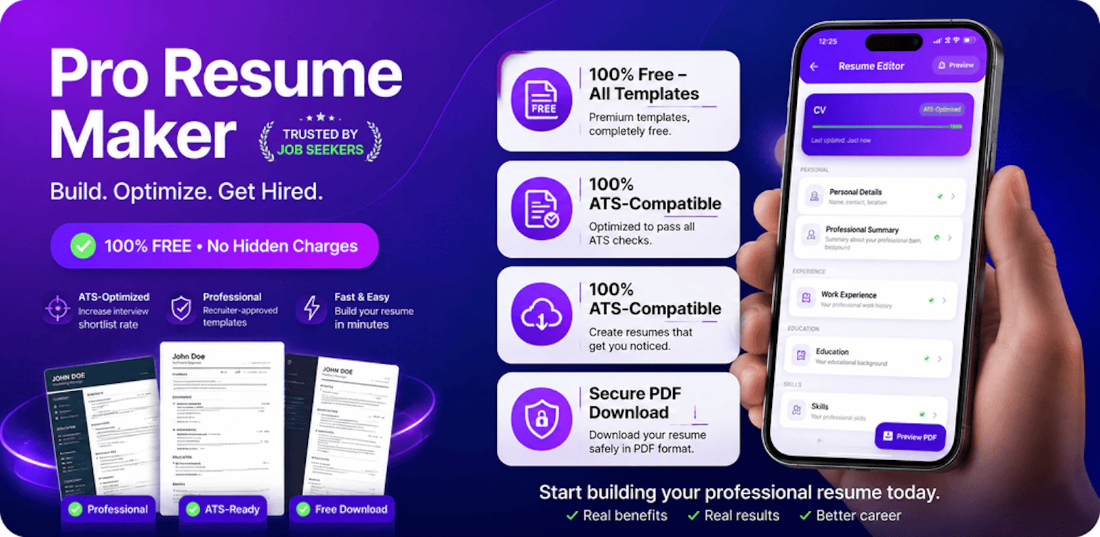 Pro Resume Maker – ATS CV Builder screenshot 1