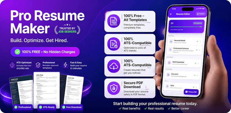Pro Resume Maker – ATS CV Builder screenshot 1