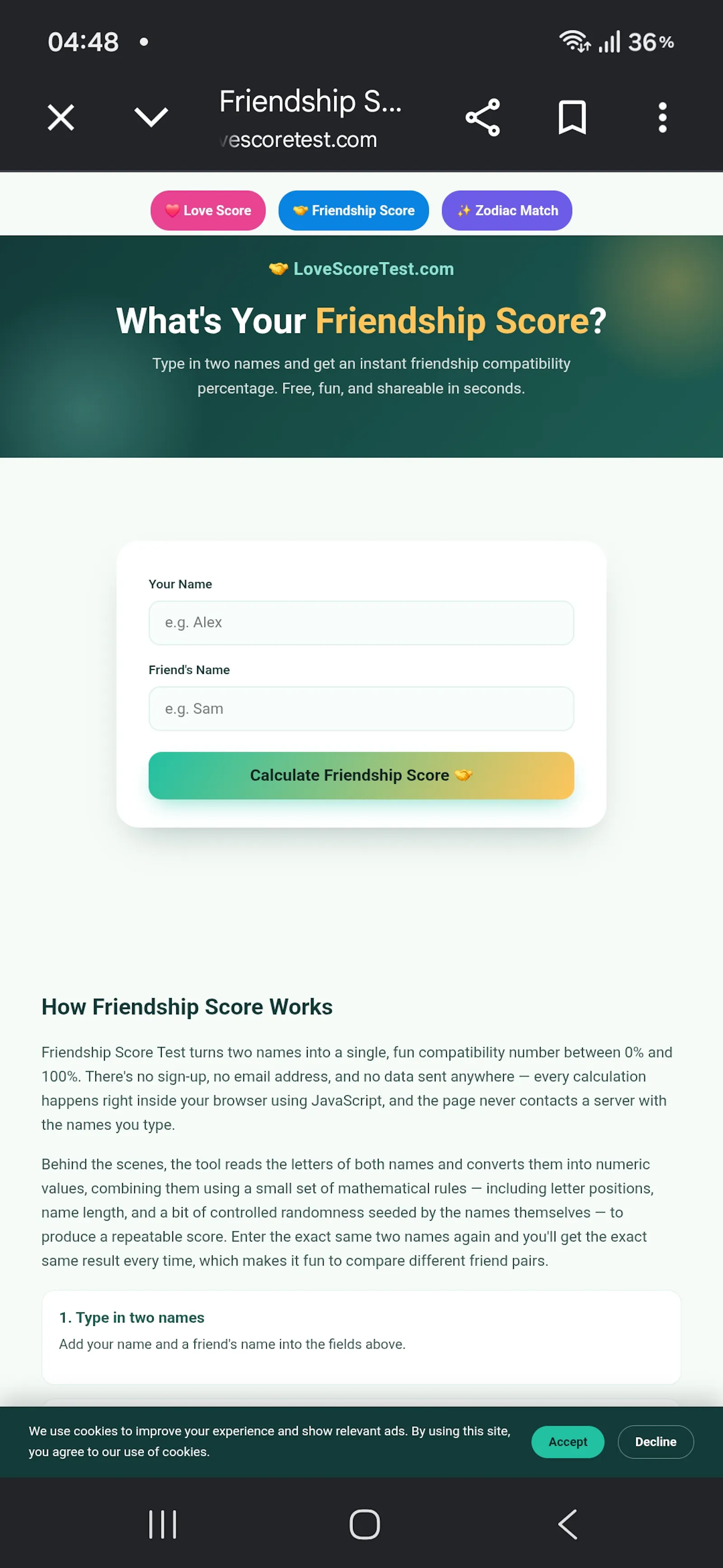 Love Score Test screenshot 3