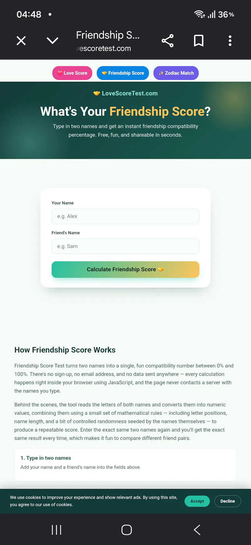 Love Score Test screenshot 3