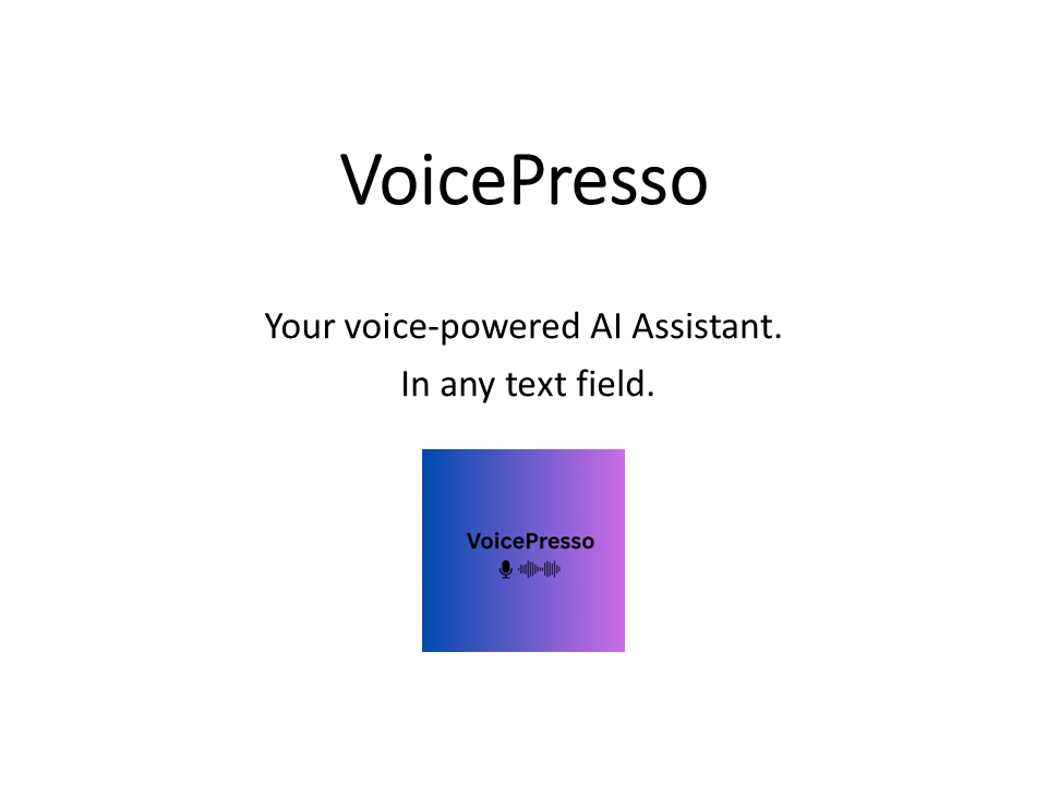 VoicePresso Ai - Main screenshot showing features and interface