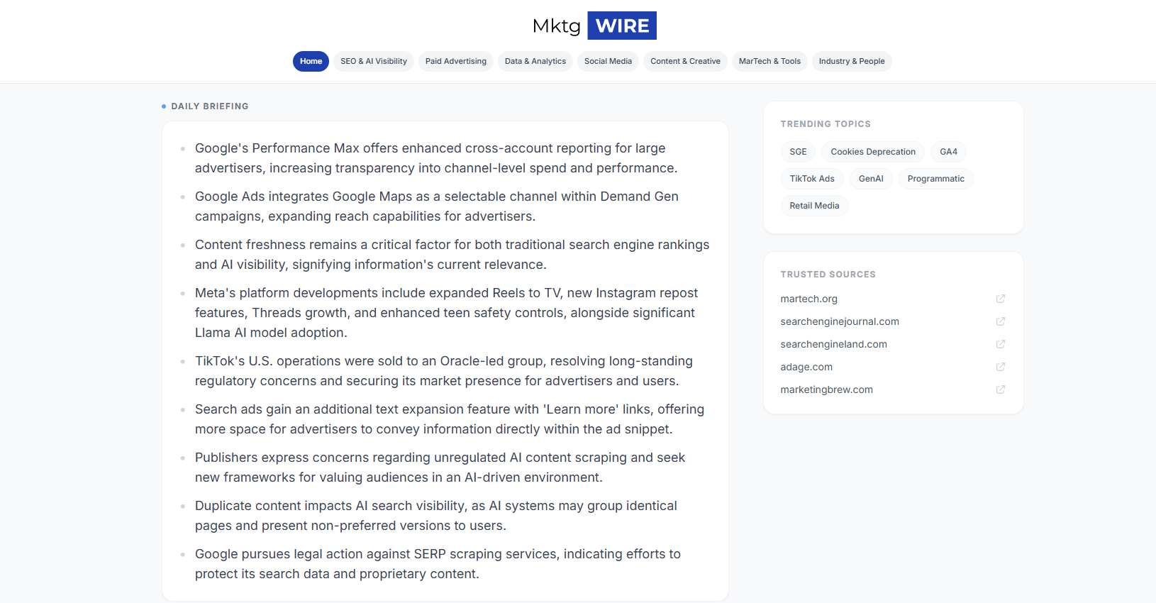 MktgWire - Screenshot 2 showing product features and functionality