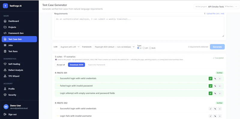 TestForge AI screenshot 2