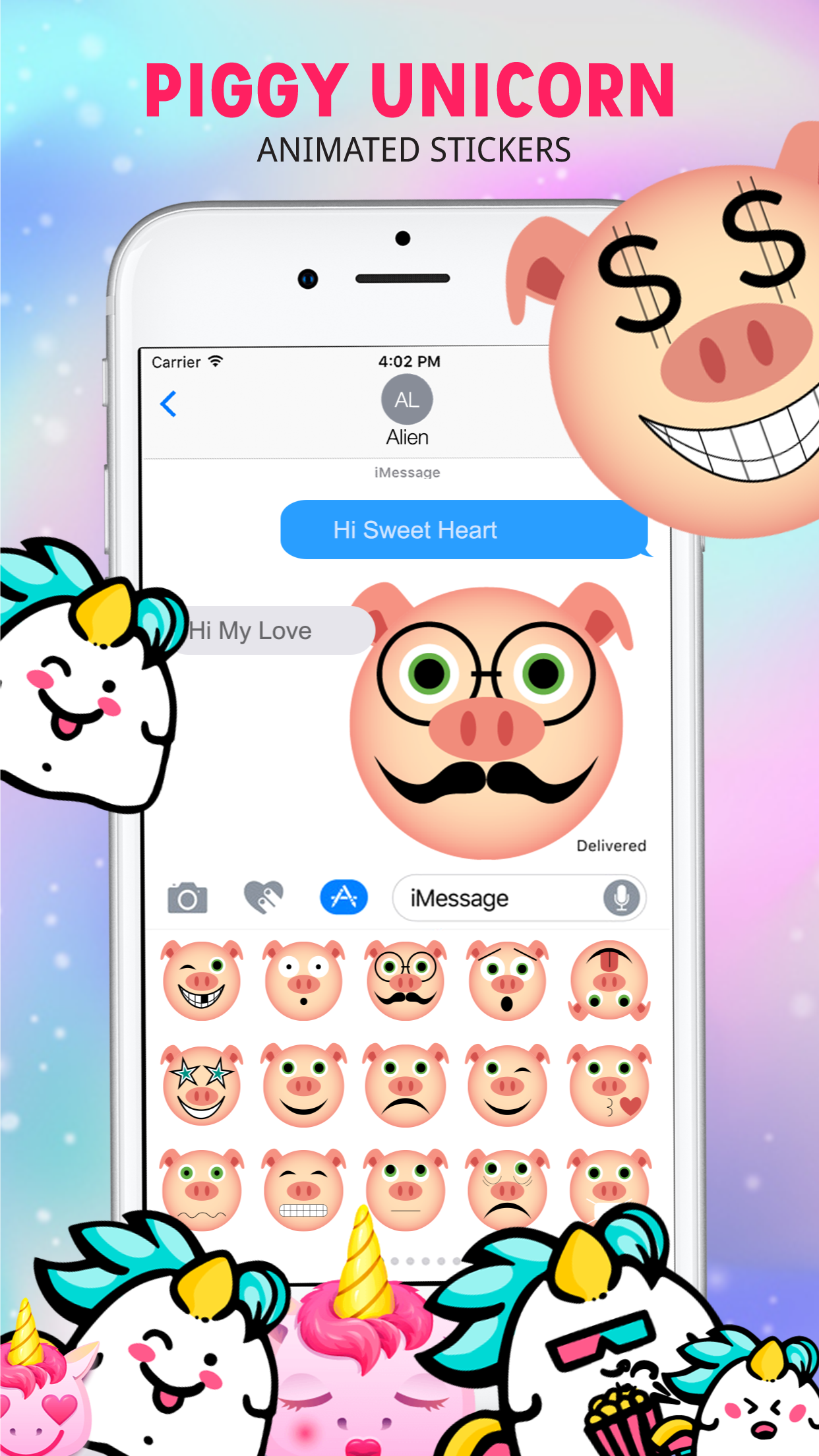 Piggy & Unicorn Animated Emojis gallery image